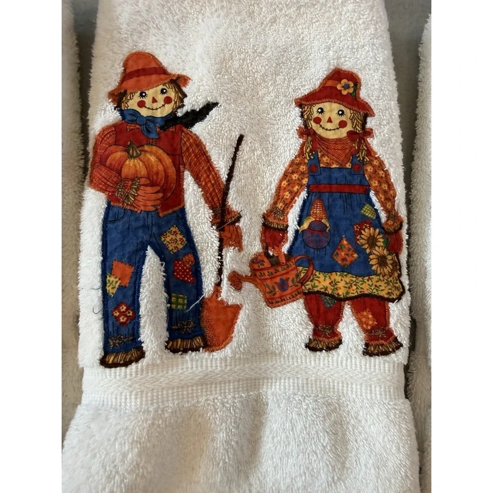 VTG Y2K Dundee Fall Harvest Pumpkin Scarecrow Bath Handtowel Wash Cloth 6 Piece